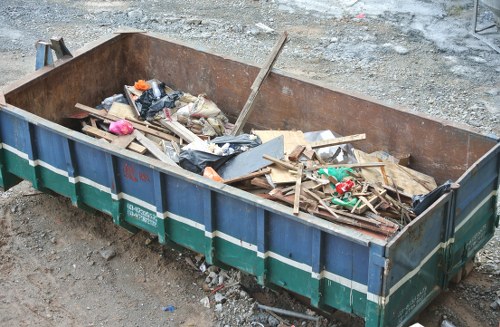 Construction site with cleared builders waste in Chessington