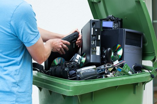 Professional waste clearance team at a building site