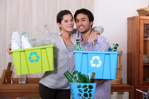 Different types of business waste segregated for removal