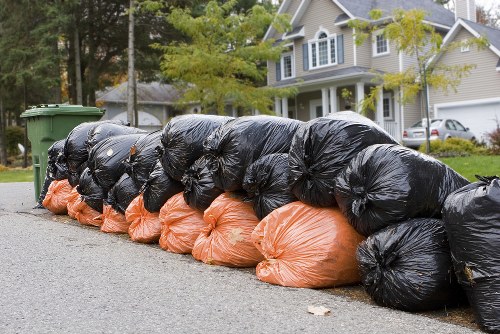 Variety of builders waste materials ready for clearance